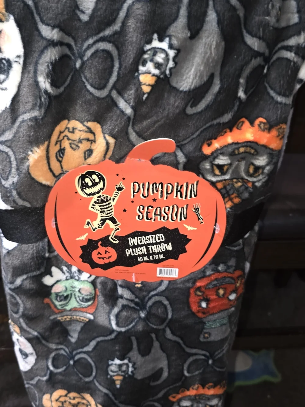 Oversized Plush Throw - Gray Halloween Throw